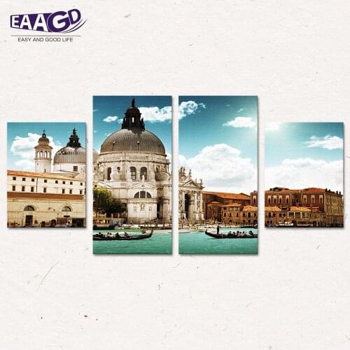 Artwork Ancient Castle 4 Panels Canvas Paintings on Canvas Wall Art for Living Room Bedroom Home Wall Art Decorations