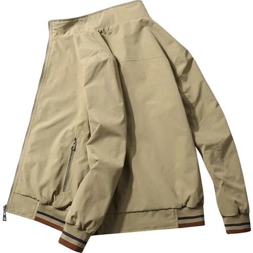 Quality Double Side Bomber Solid Casual Jacket Men Spring Autumn Outerwear Mandarin Sportswear Mens Jackets for Male Coats M-5XL