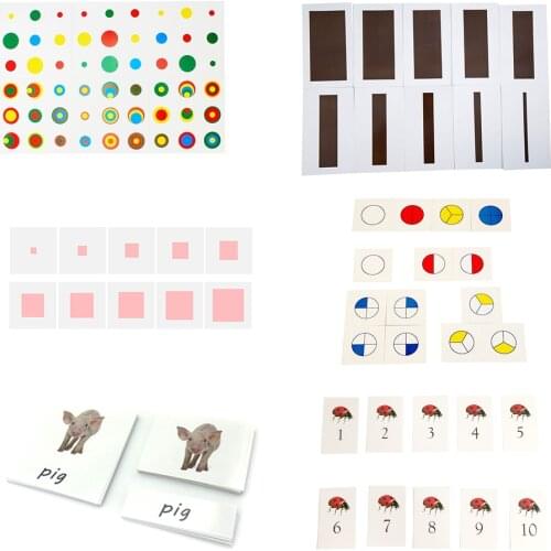 Color Montessori Cylinder Cards Pink Tower Brown Stair Animal Cards Educational Words Learning Toys For Children K2144H