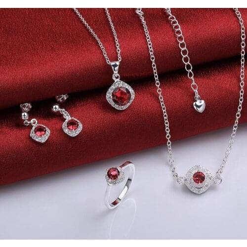 925 sterling silver jewelry set, fashion jewelry set A037-A Earring 428 Necklace 464 Ring 328-8 /imdardka ijqaraxa S780-A