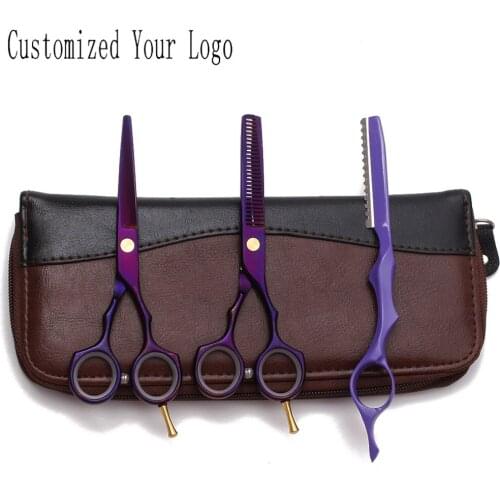 Suit 5.5" Customized Logo Hairdressing Scissors Salon Cutting Shears Thinning Shears Professional Hair Scissors With Razor C1104