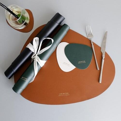 Table Mat Leather Placemat Household Waterproof Oil-Proof Insulation Pad Bowl Mat Coaster Soft Table Mat