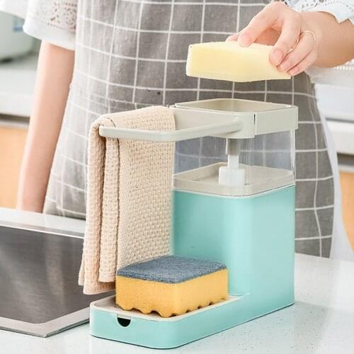 Kitchen Soap Dispenser Storage Shelf Sponge Holder Draining Sink Box Organizer Dish Storage Rack Stands Utensils Towel Rack