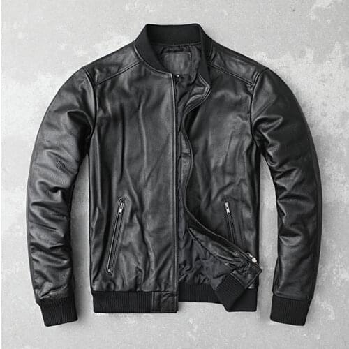2021 Men Autumn Winter New Large Size Cowhide Slim Coats Male Genuine Cow Leather Jacket Men Flights Pilot Thick Outwear W613