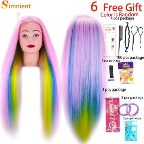 70Cm Colorful Hairdressing Mannequin Head With Long Synthetic Fiber Hair For Hairstyles Brading Dummy Hair Styling Training Head