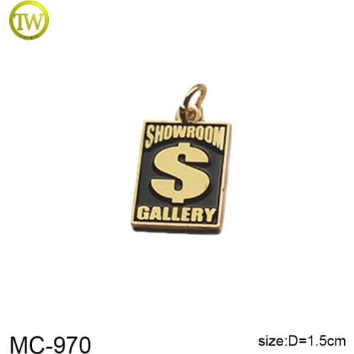 MC970 custom square yellow gold metal jewelry charm tag for bracelet/necklace