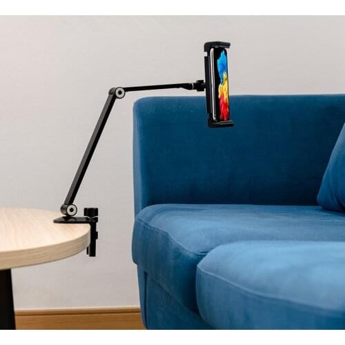 Desk Clamp Tablet Stand Aluminum Rotating Arm Adjustable Mobile Phone Holder Table Mount for 4 - 13 '' iPhone iPad