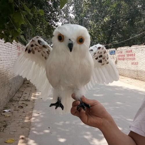Real life Bird white feathers owl model large 32x60cm spreading wings owl home garden decoration prop toy gift h1480