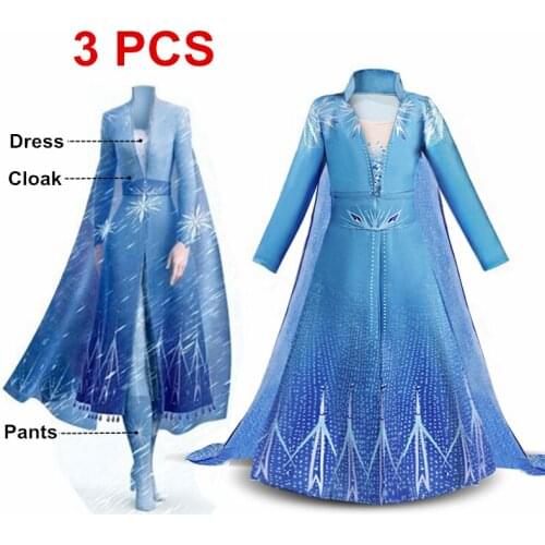 New Dress for Girls Clothing Princess Set Christmas Cosplay Christmas Birthday Party Sky Blue Princess Dress 4-10 Years Old
