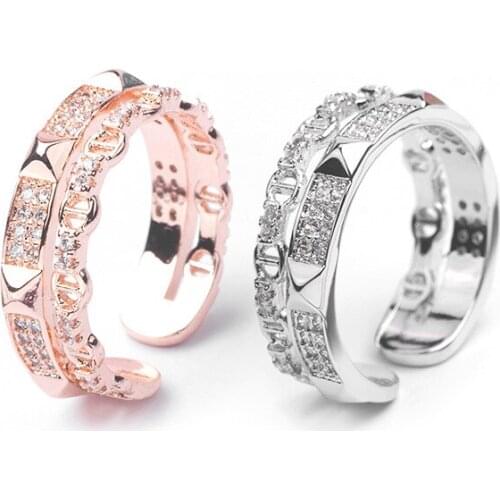 New Korea Geometric Wide Face Love Ring Opening Index Finger Accessories Buckle Joint Tail Ring for Women Jewelry Lady Gifts