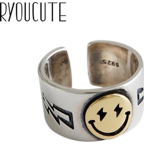 New Charming Big Smile Face Finger Ring for Women Vintage Boho Knuckle Party Rings Gothic Punk Jewelry Gifts for Girls