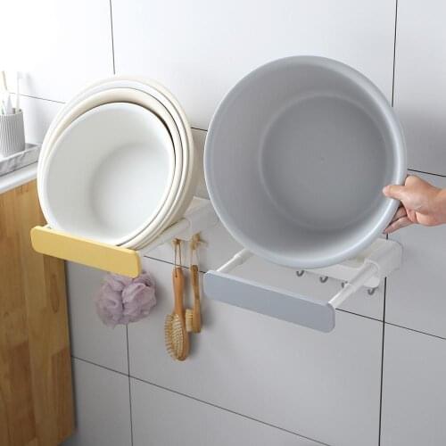 Punch Free Washbasin Stand Flexible Toilet Basin Storage Rack Bathroom Wall-Mounted Washbasin Hooks Sundries Hanger