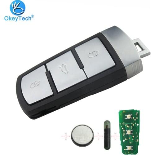 OkeyTech for VW Smart Remote Key 433Mhz with ID48 Glass Chip 3 Button Insert Blade for VW Passat B6 3C B7 VOLKSWAGEN CC Magotan