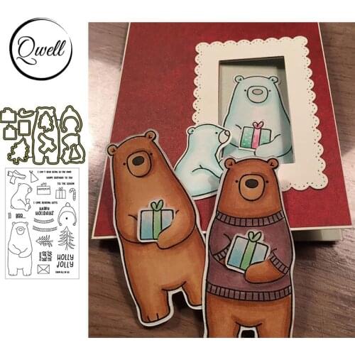 QWELL Animal Bear Clear Stamps and Metal Cutting Dies for Scrapbooking Card Making Paper Embossing Craft New 2019 die cuts