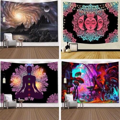 Nordic INS Ombre Galaxy Space 3D Psychedelic Tapestry Mandala Wall Hanging Elegant Kaleidoscope Boho Hippie Tapestries Home Deco