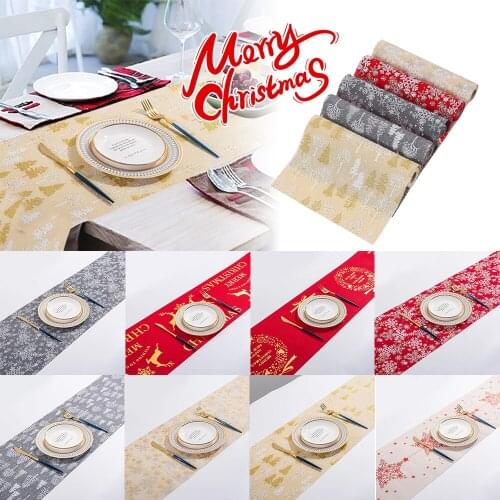 1PC 28x270CM Merry Christmas Red Snowflake Snowman table cloth Long Table Runner Cloth 270CM Home Decor Table Cover