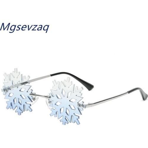 New Fashion Christmas Snowflake Women Sunglasses High Quality Trendy Gorgeous Classic Frameless Party Prom Funny Sun Glasses
