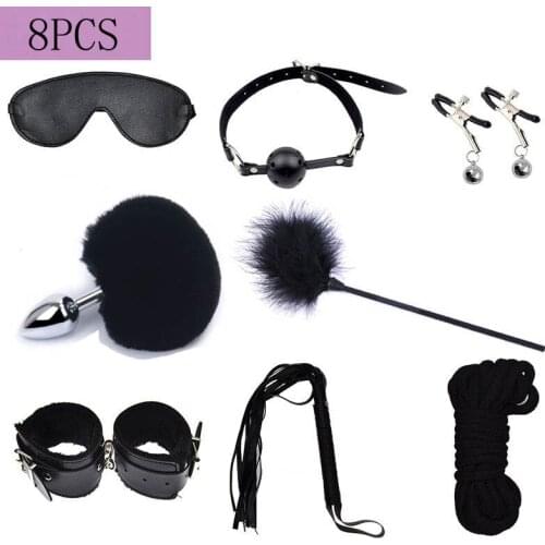 Sex Products Erotic Toys for Adults Bdsm Set Bondage Nipple Clamps Sex Toy Handcuffs Gag Whip Rope Sex Toys For Women
