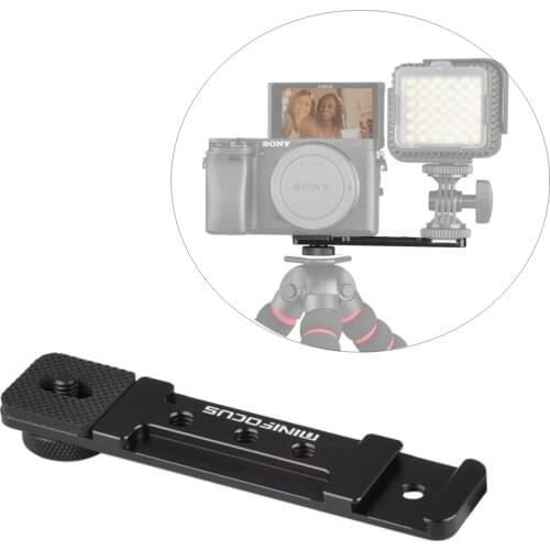 Vlog Cold Shoe Bracket Extension Bar Microphone LED Video Light w 1/4'' Tripod Screw for Sony A6400 Mirrorless Camera Vlogging