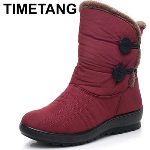 TIMETANG Snow Boots 2018 Brand Women Winter Boots Button lady Shoes Antiskid Waterproof Flexible Women Fashion Casual Boots E238