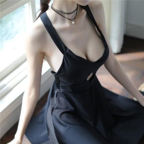 Women Sexy Lingerie Satin Sling Sleepwear Slips Backless Nightwear BabyDoll Erotic Sleevless Lace Home Dress Costumes Underwear
