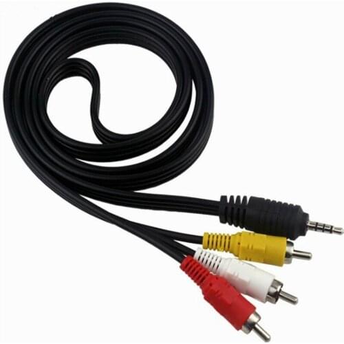 1PC 3.5mm Jack to 3 RCA Male Plug Adapter Audio Converter Cable DVD Video TV AV Speaker Cable Wire Cord 150CM
