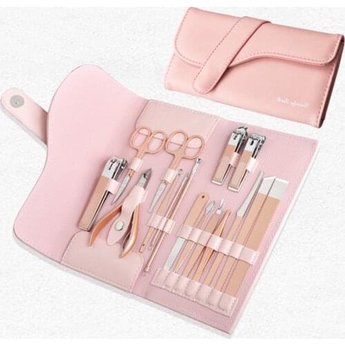 16 Piece Set Stainless Steel Nail Clippers Set Household Nail Cutter Suit With Box Trimmer Grooming Manicure Pedicure Nail Tools