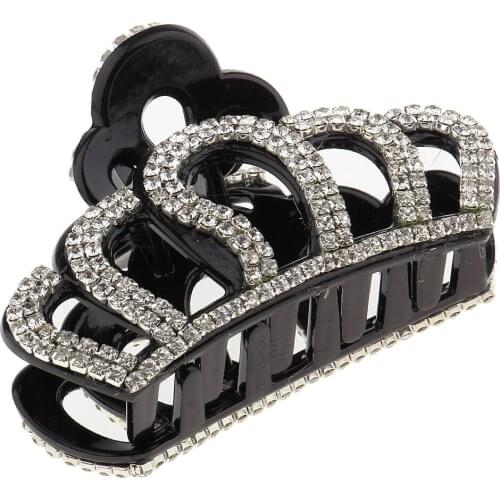 2Colors (Black/Brown) Pick Large Hair Claw Clip Hair Pins Acrylic Rhinestone Hairwear Hair Holder Jewelry for Women Shower