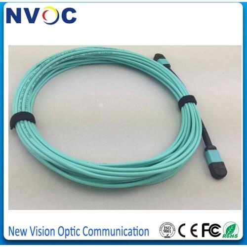 2Pcs/Lot,MM,OM4,12core,12M,MPO(NISSIN) Male to MPO Female Fiber Optic PatchCord,Polarity Type B,3.0mm Mini LSZH Aqua Round Cable