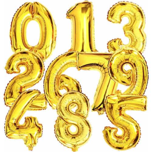 200pcs 40 inch golden silver wedding digital balloons 0-9 birthday banquet party decorated balloon