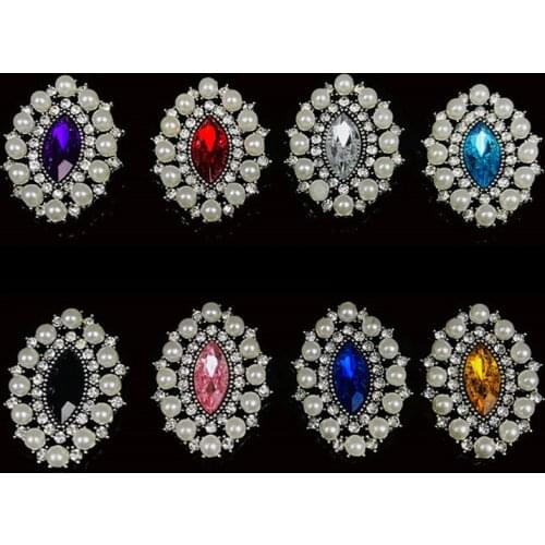 2019New 50Pcs Pearl Horse Eye Rhinestone Buttons Embellishment button DIY accessories HZ11