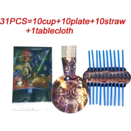 31pcs/lset Cartoon Star Wars Theme Cutlery Party Decoration Childrens Birthday Party Supplies Baby Shower Supplies Decoration