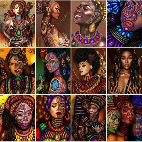 AZQSD Diamond Painting Indian Woman Cross Stitch Kits Rhinestones Diamond Embroidery Portrait Mosaic Handicraft Home Decor