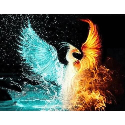 Diamond Painting Water and Fire Phoenix DIY Diamond Painting Cross Stitch Embroidery Home Decorative Chinese Traditional Phoenix