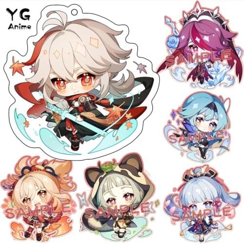 Anime Game Genshin Impact Keychain Acrylic New Figure Hutao Zhongli Diluc Xiao Women Accessories Cute Bag Pendant Key Ring Gift