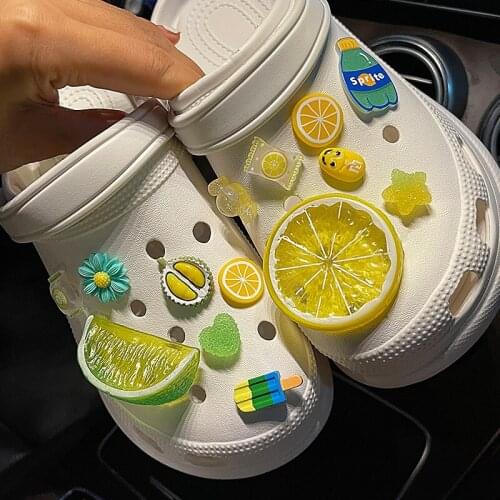Crocses Shoe Buckle Shoes Flower Summer Fresh Lemon Hole Shoes Accessories Garden Shoes Accessories Jewelry Decoration