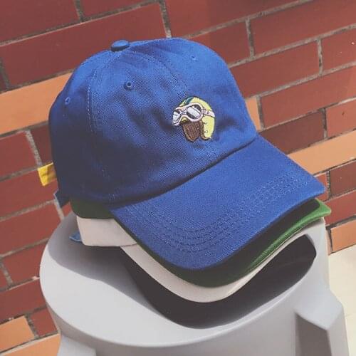 Spring And Summer Cartoon Cotton Baseball Cap With Embroidered Pilot Helmet Tape Breathable Peaked Dad Hat For Men Women Black