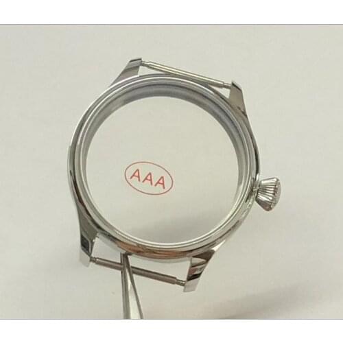 Sapphire crystal 44mm High quality 316L Stainless steel watch cases fit 6497/6498 Mechanical Hand Wind movement 04A