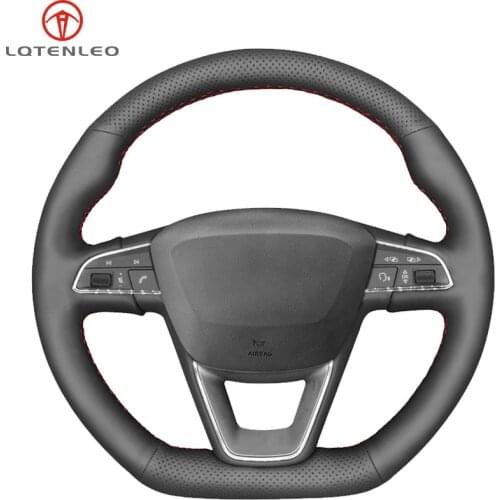 LQTENLEO Black Artificial Leather Steering Wheel Cover For Seat Leon Cupra R Leon ST Cupra Leon ST Cupra Ateca Cupra Ateca FR