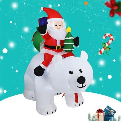 Hot sale Giant Inflatable Santa Claus Riding Polar Bear 2M christmas inflatable Christmas decorations