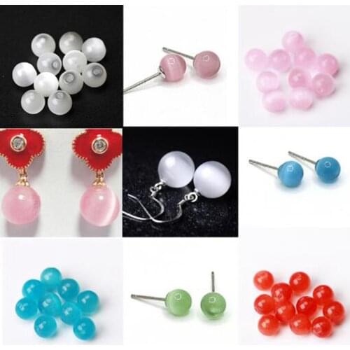 High Quality Half Hole Cat Eyes Stone 6/8/10/12/14mm Smooth Round Shape Necklace Bracelet Jewelry Gems Loose Beads 20Pcs wk47