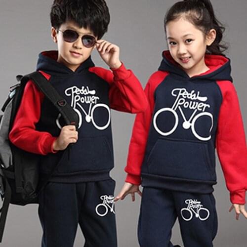 Young Girl Suit Childrens Clothes 2016 Cuhk Two-piece Set Childrens Wear Casual Sport Fleece Boys Girls Set