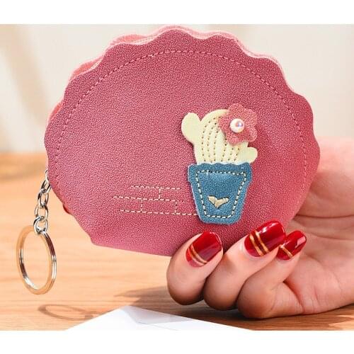 Coin Purse Short Women Round Zipper Pouch Cactus Wallets Lady Change Purses Woman Pocket Cards Keys Money Bag Girls Mini Wallet