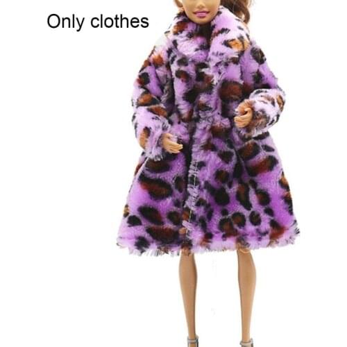 Doll Coat Girls Beauty Toy Doll Accessories Winter Wear Dress Clothes Leopard Pattern Plush Coat Jacket Fashion Coat