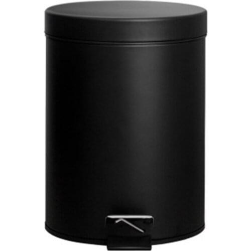 Trash Can,5 Liter Trash Can Iron Pedal Cylinder with Cover Frosted Black Home Kitchen Bathroom Living Room Office,Etc