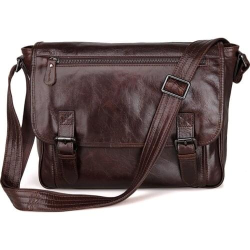 Fashion Genuine Leather Shoulder Bag Men leather Messenger Bag men Crossbody bag Sling male Leisure Bag Casual Coffee New M184