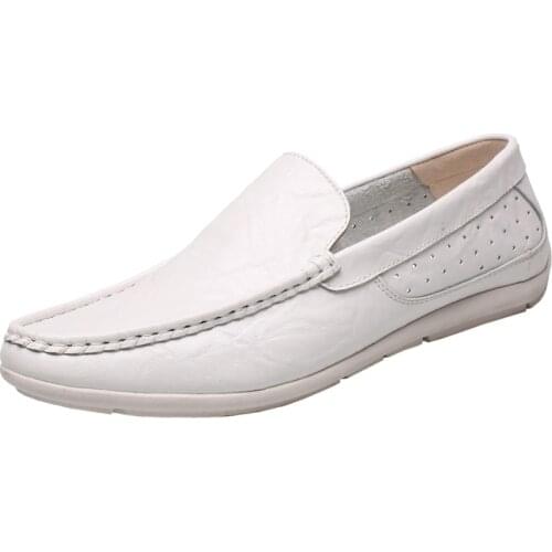 Summer And Autumn A Pedal Breathable Soft Bottom White Peas Shoes Mens Leather Mens Shoes Lazy Korean Casual Leather Shoes