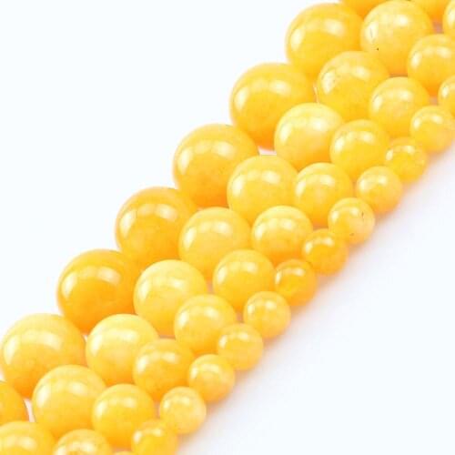 Natural Stone Yellow Cloud Persia Chalcedony Jades Loose Spacer Beads For Jewelry Making DIY Bracelet Accessories 15''inches
