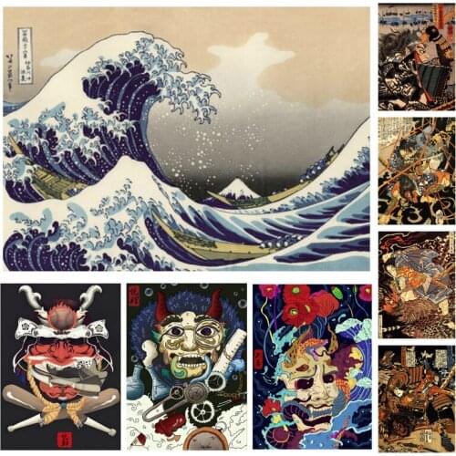 New 2021 Ukiyoe Poster Japan Portrait Canvas Painting Mural Japanese Retro Samurai Asian Warrior Wall Art Home Decoration