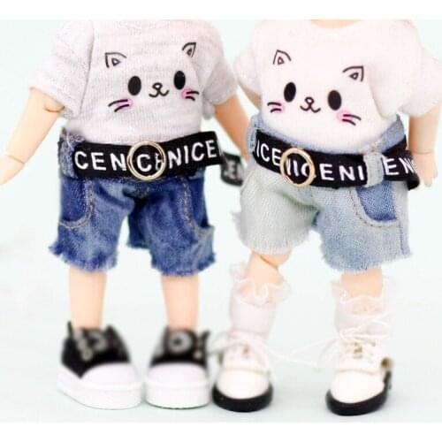 OB11MOLLYP9 Washed Denimen Shorts Hot Pants Dyed Belt Baby Clothes 1/12 BJD GSC doll clothes doll accessories